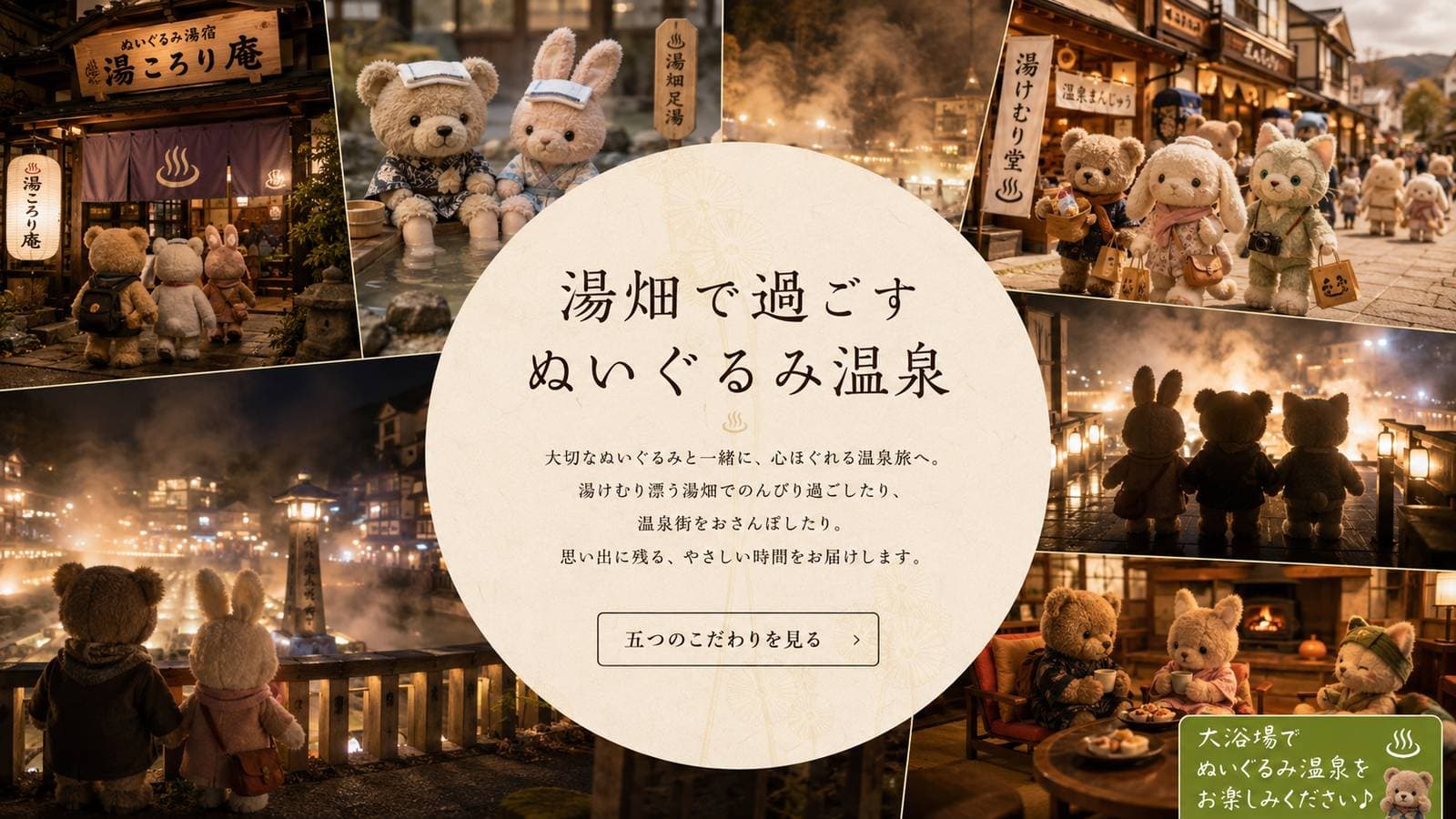 湯畑で過ごすぬいぐるみ温泉 — 大切なぬいぐるみと一緒に、心ほぐれる温泉旅へ。